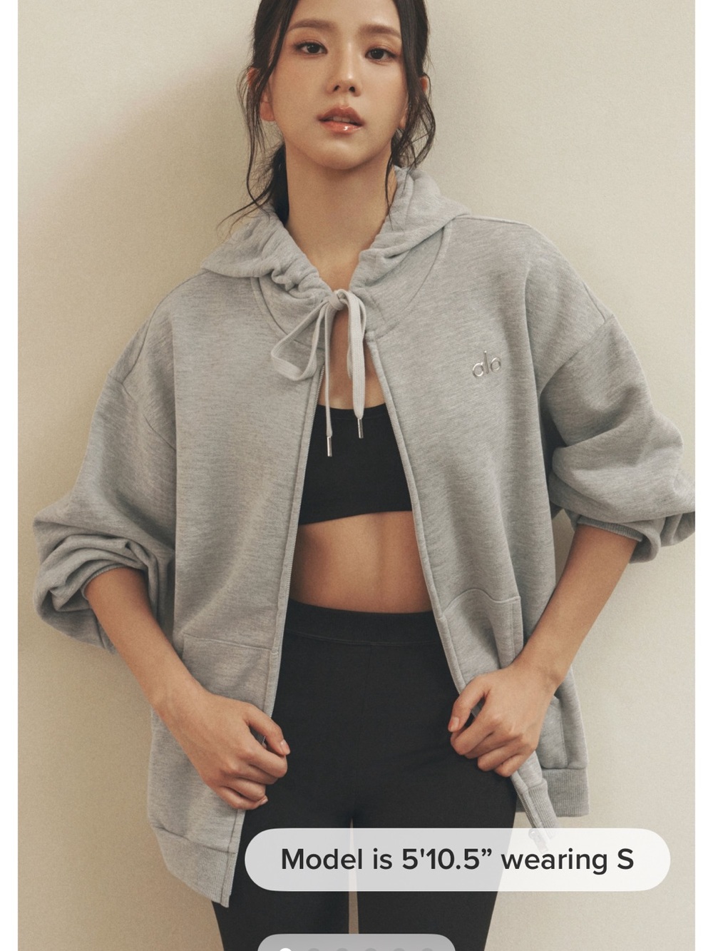 ALO Yoga Light Gray Zip Hoodie